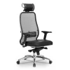 Кресло SL-3.04, черный, кожа искусственная NewLeather, ткань сетчатая, армированная арамидным волокном