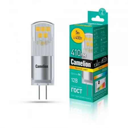 Лампа светодиодная Camelion G4 5W 3000K LED5-G4-JC-NF/830/G4 13749