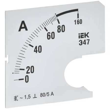 Шкала сменная для амперметра Э47 80/5А класс точности 1,5 72х72мм IEK IPA10D-SC-0080